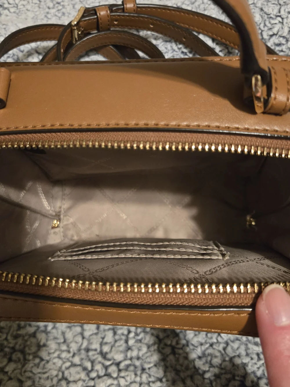 Michael Kors Dark Brown MK Logo Messenger Bag with Gold Hardware